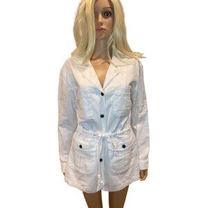 NWT Faherty $248 Women's Small Larkspur Jacket White Linen Blend Utility Safari